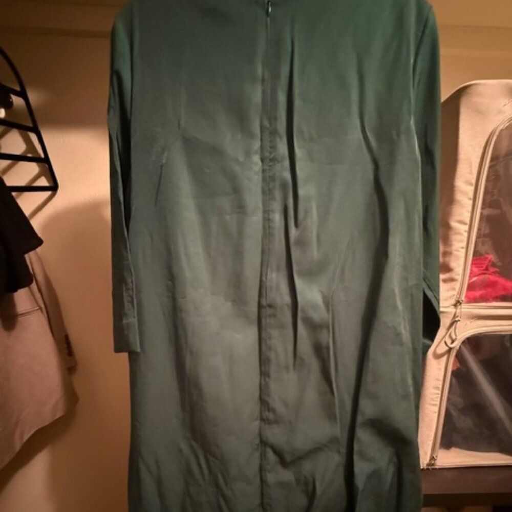 COS Long-Sleeved Gathered-Hem Dress - Emerald Green - Size 12 - Picture 12 of 14